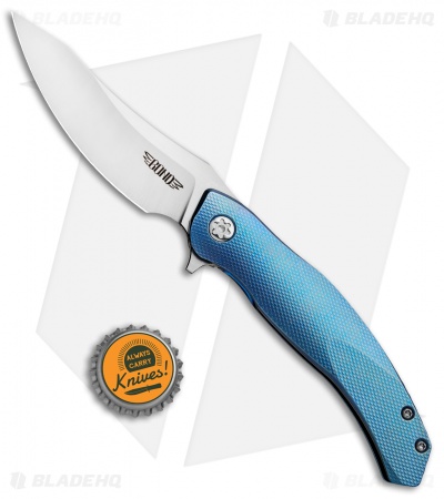 Bond Knives Custom Huli Maka Flip Frame Lock Knife Blue Ti (3.75" Satin)