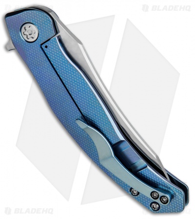 Bond Knives Custom Huli Maka Flip Frame Lock Knife Blue Ti (3.75" Satin)