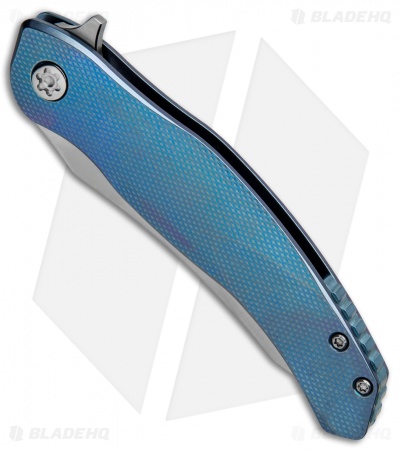 Bond Knives Custom Huli Maka Flip Frame Lock Knife Blue Ti (3.75" Satin)