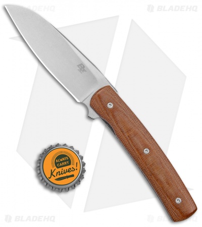 Brad Zinker Custom Knives Flipper Liner Lock Knife Nat Canvas Micarta (3.25" SW)