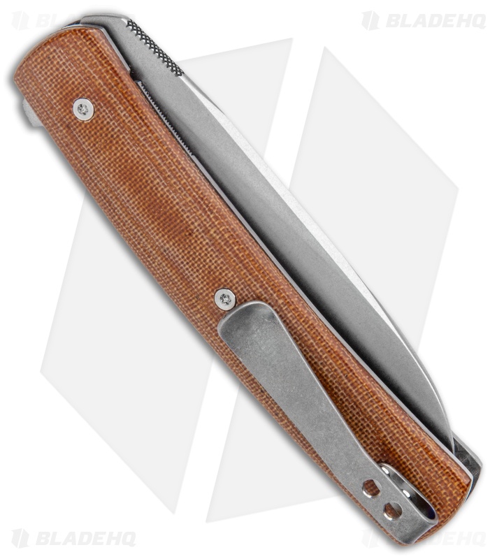 Brad Zinker Custom Knives Flipper Liner Lock Knife Nat Canvas Micarta (3.25" SW)