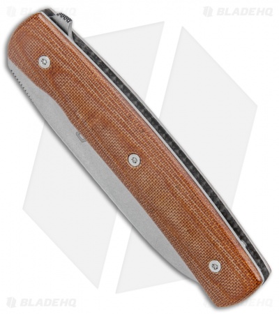 Brad Zinker Custom Knives Flipper Liner Lock Knife Nat Canvas Micarta (3.25" SW)