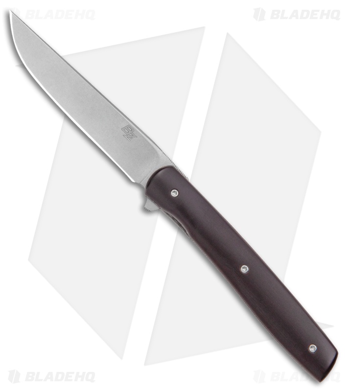 Brad Zinker Custom Knives Mini Flipper Liner Lock Knife Brown Micarta (3" SW)