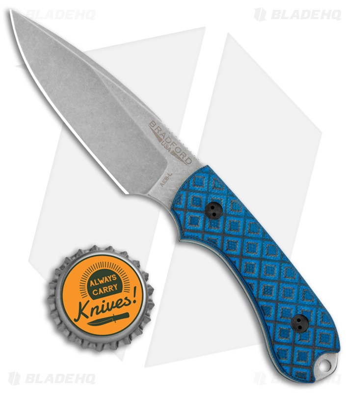 Bradford Knives Guardian3 Fixed Blade Black/Blue G-10 (3.5" False Edge AEB-L SW)
