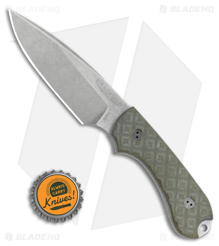 Bradford Knives Guardian3 Fixed Blade OG Green G-10 (3.5" False Edge AEB-L SW)