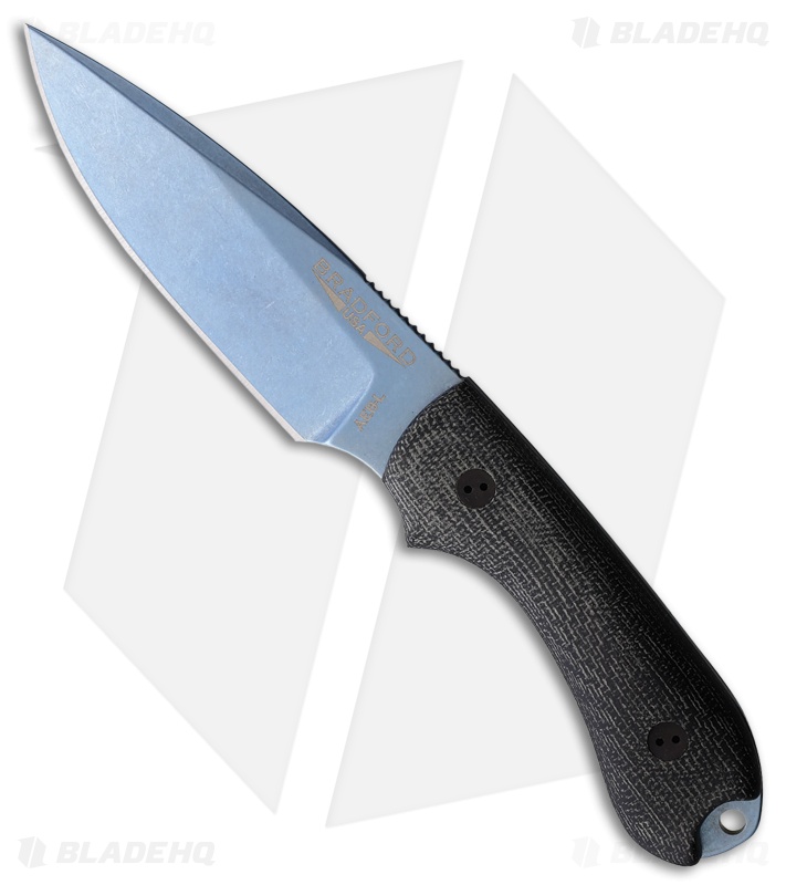 Bradford Guardian 3 Fixed Blade Knife Black Micarta Blue