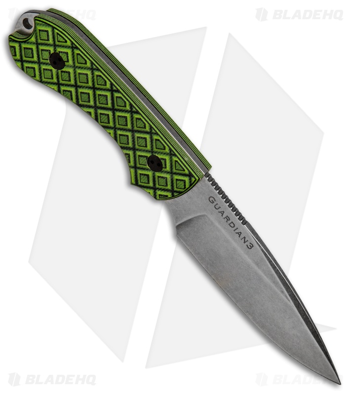 Bradford Knives Guardian3 Knife Toxic Green/Black G-10 (3.5" False Edge/N690/SW)