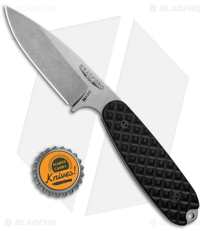 Bradford Knives Guardian3.5 Fixed Blade Black G-10 (3.75" Sabre/N690/Stonewash)