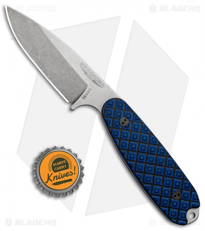 Bradford Knives Guardian3.5 Fixed Blade Blue/Black G-10 (3.75" Sabre/N690/SW)