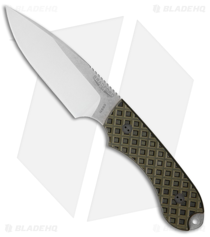 Bradford Knives Guardian4 Knife Black/OD Green G10 (False Edge/N690/Satin) Blade HQ