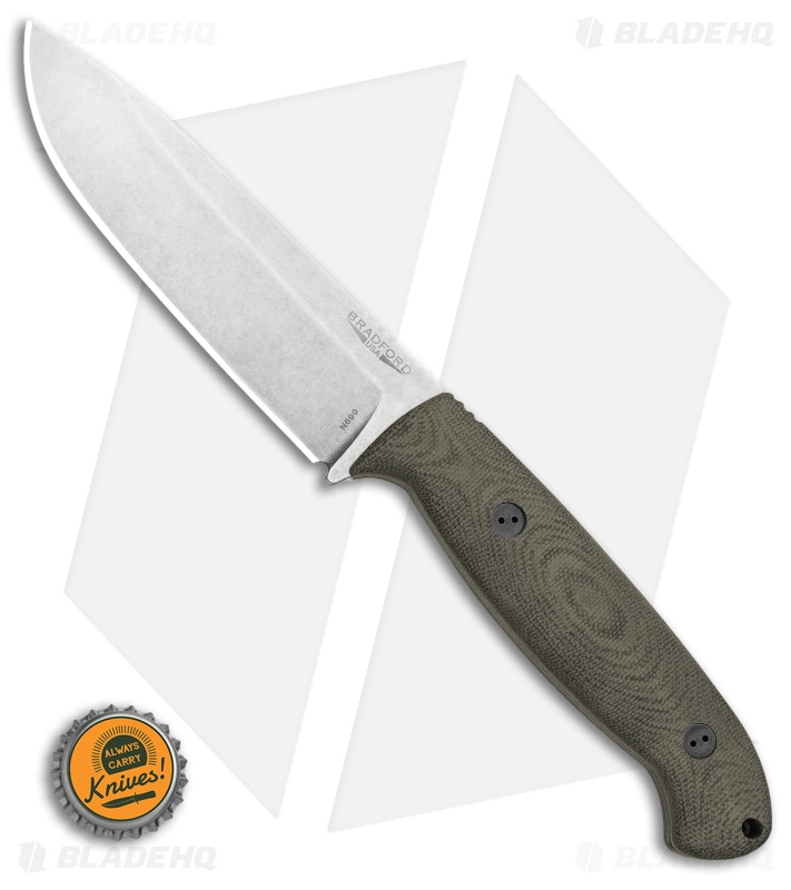 Bradford Knives Guardian5.5 Fixed Blade 3D OD Green Micarta (5" SW/N690)