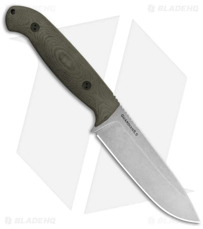 Bradford Knives Guardian5.5 Fixed Blade 3D OD Green Micarta (5" SW/N690)