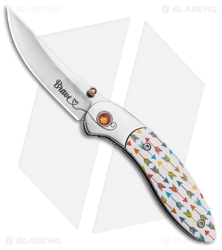 Brighten Blades BRAVE Liner Lock Knife Arrow Aluminum (2.5" Satin)