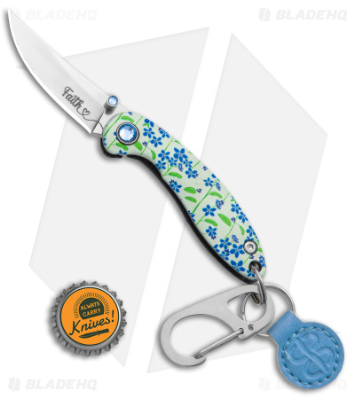 Brighten Blades FAITH Keychain Frame Lock Knife Floral Aluminum (1.7" Satin)