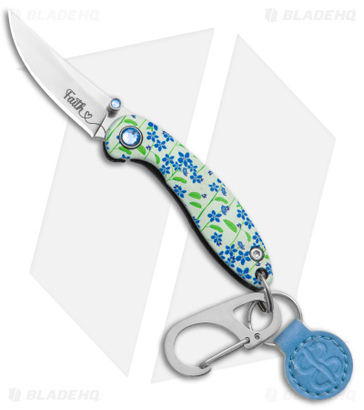 Brighten Blades FAITH Keychain Frame Lock Knife Floral Aluminum (1.7" Satin)