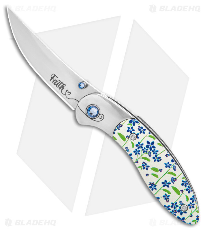 Brighten Blades FAITH Liner Lock Knife Floral Aluminum (2.6" Satin)
