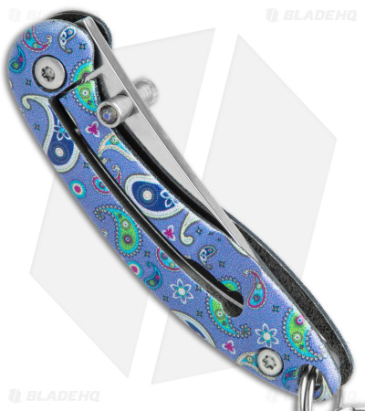 Brighten Blades HAPPY Keychain Frame Lock Knife Paisley Aluminum (1.7" Satin)