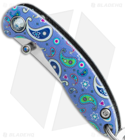 Brighten Blades HAPPY Keychain Frame Lock Knife Paisley Aluminum (1.7" Satin)