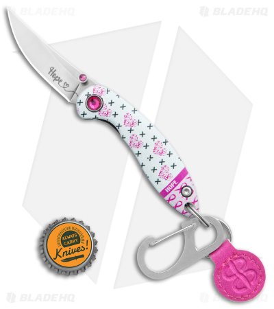 Brighten Blades HOPE Keychain Frame Lock Knife Pink Aluminum (1.7" Satin)