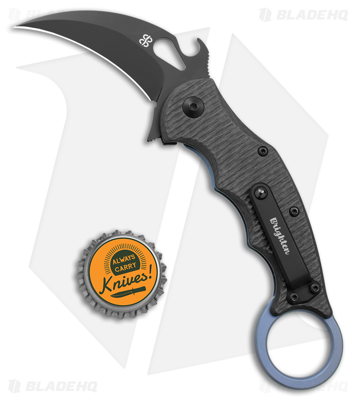 Brighten Blades Moonstruck Karambit Blue Titanium w/ Carbon Fiber (2.5" Black)
