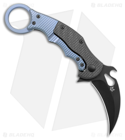 Brighten Blades Moonstruck Karambit Blue Titanium w/ Carbon Fiber (2.5" Black)