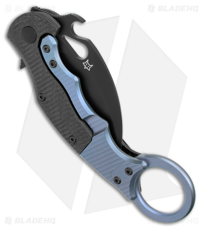 Brighten Blades Moonstruck Karambit Blue Titanium w/ Carbon Fiber (2.5" Black)