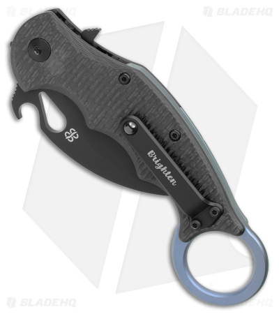 Brighten Blades Moonstruck Karambit Blue Titanium w/ Carbon Fiber (2.5" Black)
