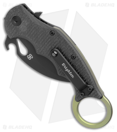 Brighten Blades Moonstruck Karambit Green Titanium w/ Carbon Fiber (2.5" Black)