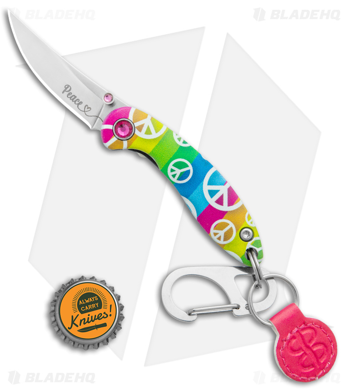 Brighten Blades PEACE Keychain Knife | Rainbow Aluminum - Blade HQ