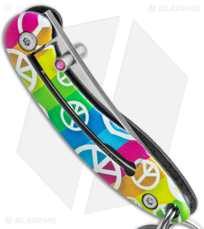 Brighten Blades PEACE Keychain Frame Lock Knife Rainbow Aluminum (1.7" Satin)