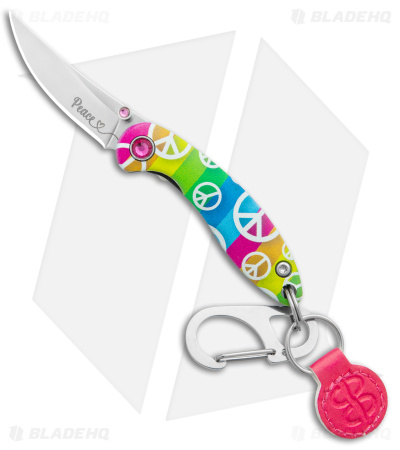 Brighten Blades PEACE Keychain Frame Lock Knife Rainbow Aluminum (1.7" Satin)