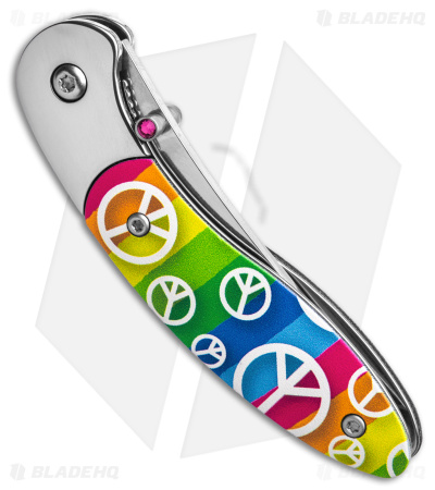 Brighten Blades PEACE Liner Lock Knife Rainbow Aluminum (2.6" Satin)
