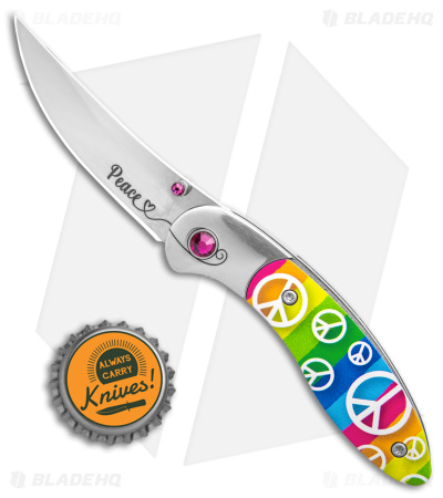 Brighten Blades PEACE Liner Lock Knife Rainbow Aluminum (2.6" Satin)