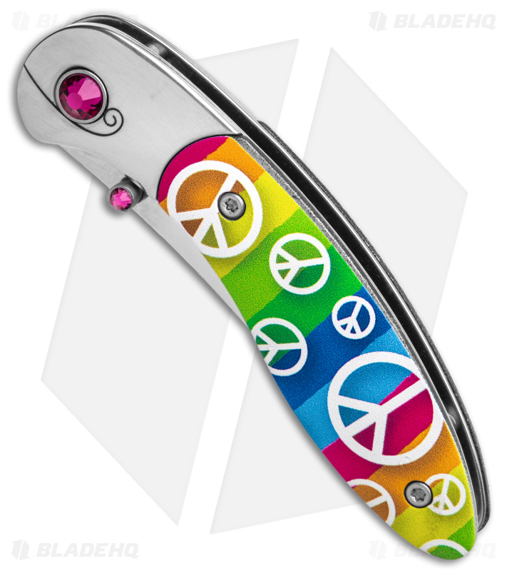 Brighten Blades PEACE Liner Lock Knife Rainbow Aluminum (2.6" Satin)