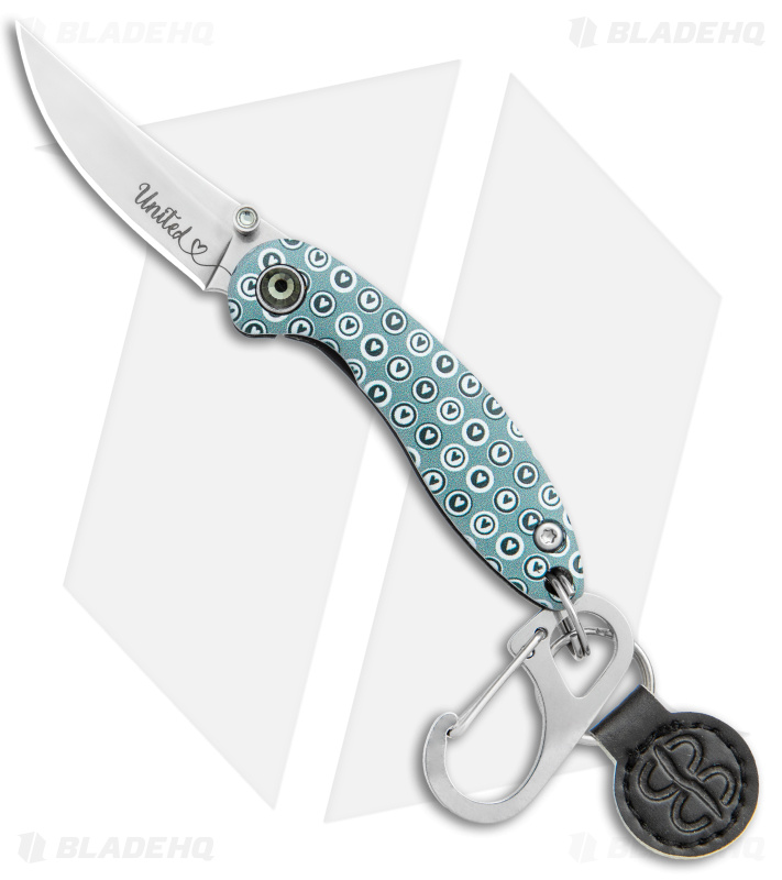 Brighten Blades UNITED Keychain Frame Lock Knife Blue Heart Al (1.7" Satin)