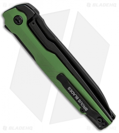 Brous Blades Icon Liner Lock Flipper Knife Green Blackout (3.25" Black)