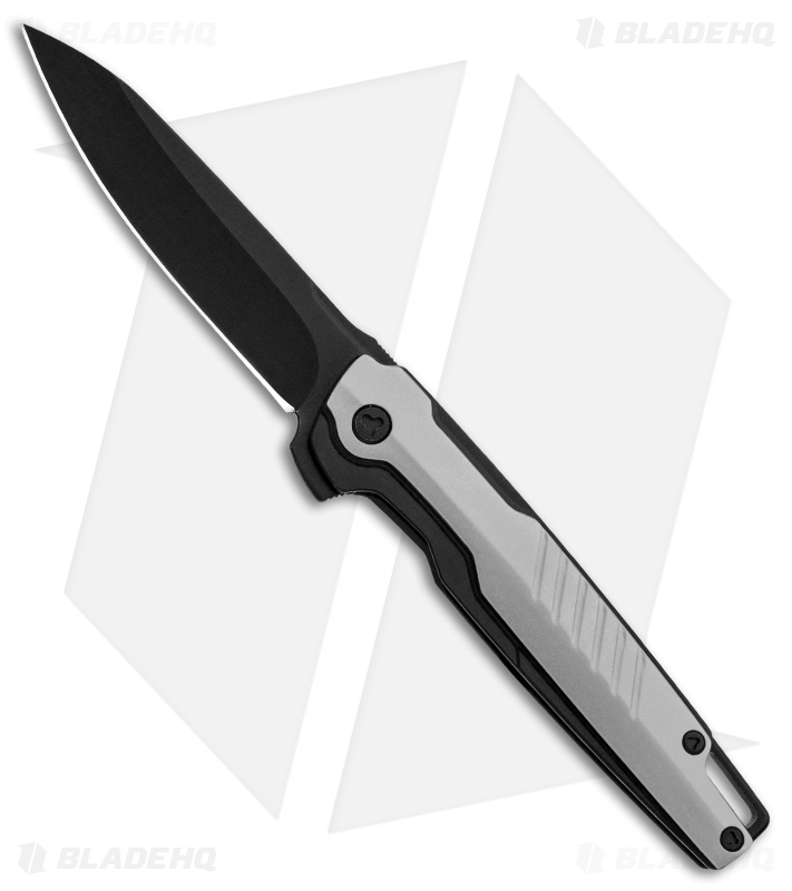 Brous Blades Icon Liner Lock Flipper Knife Silver Blackout (3.25" Black)