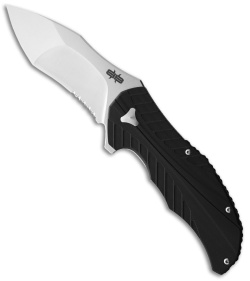 Brous Blades The Serrated R Liner Lock Knife Black G-10 (3.6" Satin D2)