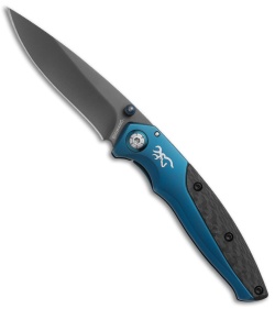 Browning Carbon Carry Frame Lock Knife Blue/Carbon Fiber (3" Gray)