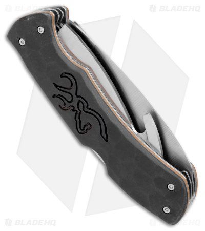Browning Primal Kodiak  3-in-1 Lockback Hunting Knife Black Rubber (3.75" Satin)