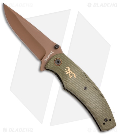 Browning Trailside Liner Lock Knife OD Green Micarta (3.5" Bronze)