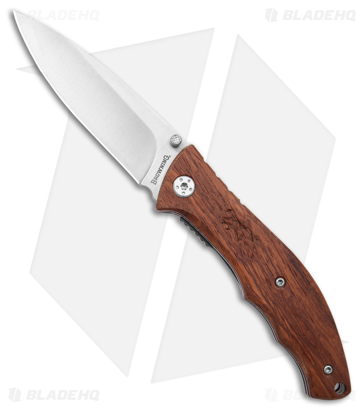 Browning Folding Liner Lock Knife with Tin Brown Wood (3.25" Satin)