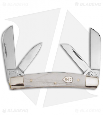 Buck Creek Bobcat Cracked Ice Pocket Knife White Synthetic (2.3" Polish)