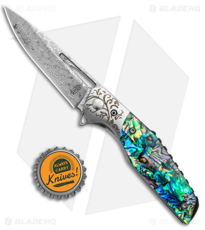 Buck N Bear Abalone Flipper Knife  (3" Damascus)