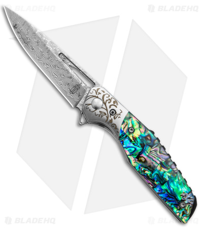 Buck N Bear Abalone Flipper Knife  (3" Damascus)