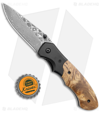 Buck N Bear Army Liner Lock Folder Knife Burlwood (3.25" Damascus)