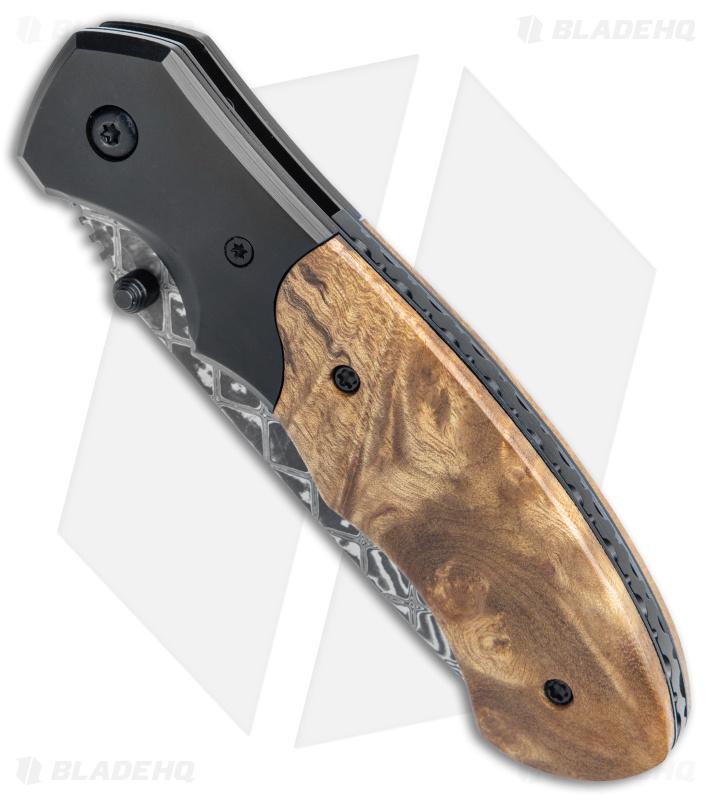 Buck N Bear Army Liner Lock Folder Knife Burlwood (3.25" Damascus)