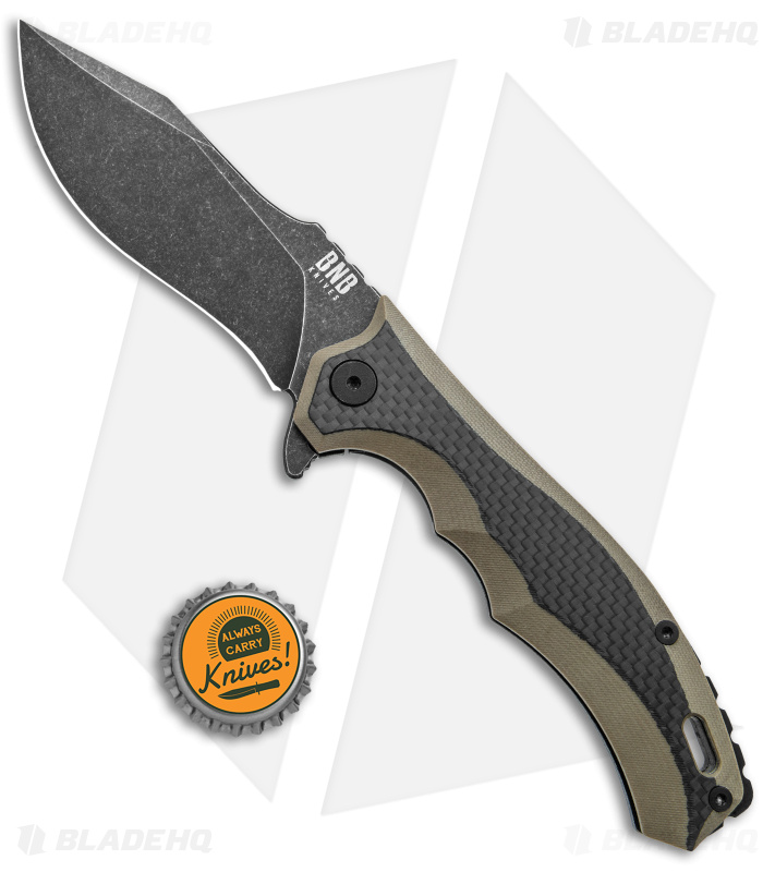 Buck N Bear EDC Diesel Frame Lock Knife CF/OD Green G-10 (4" Black SW)