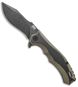 Buck N Bear EDC Diesel Frame Lock Knife CF/OD Green G-10 (4" Black SW)