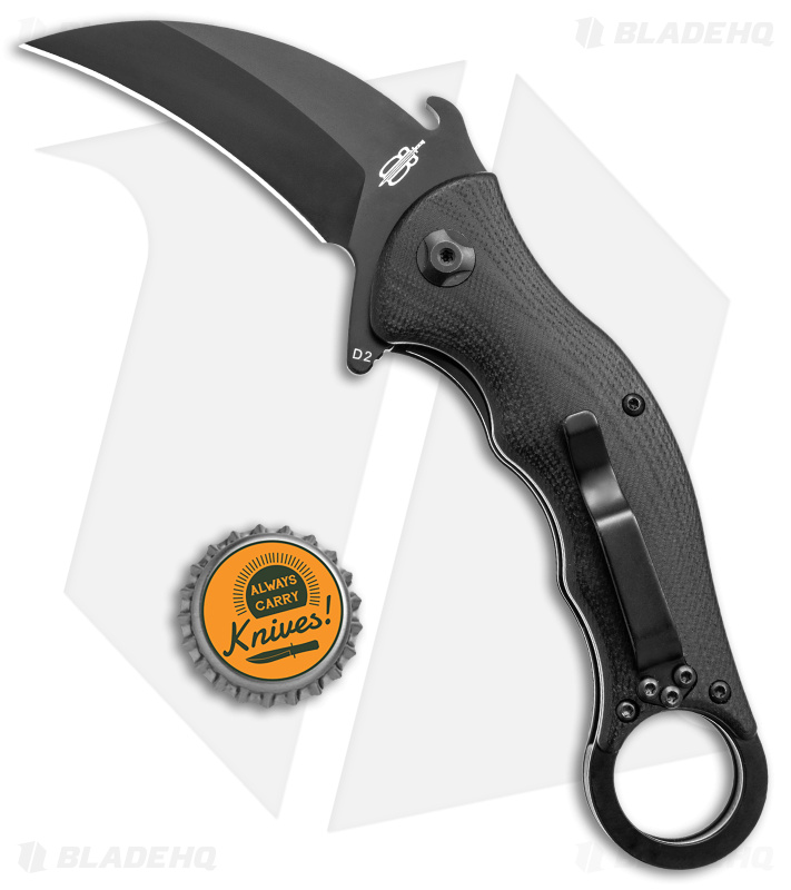 Buck N Bear Tactical Karambit Liner Lock Knife Black G-10  (2.5" Black)